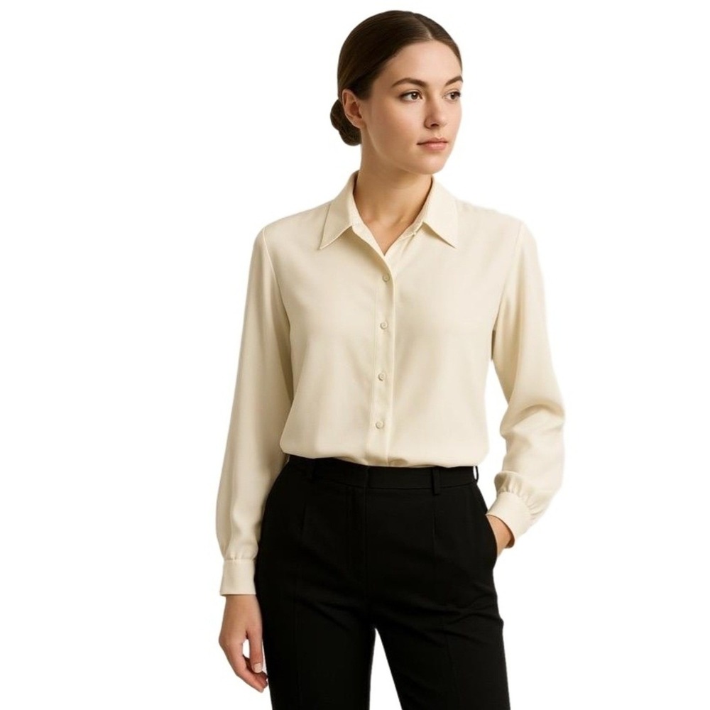Vintage Yves St. Clair Blouse Women's 12 Ivory Long Sleeve Blouse Classy